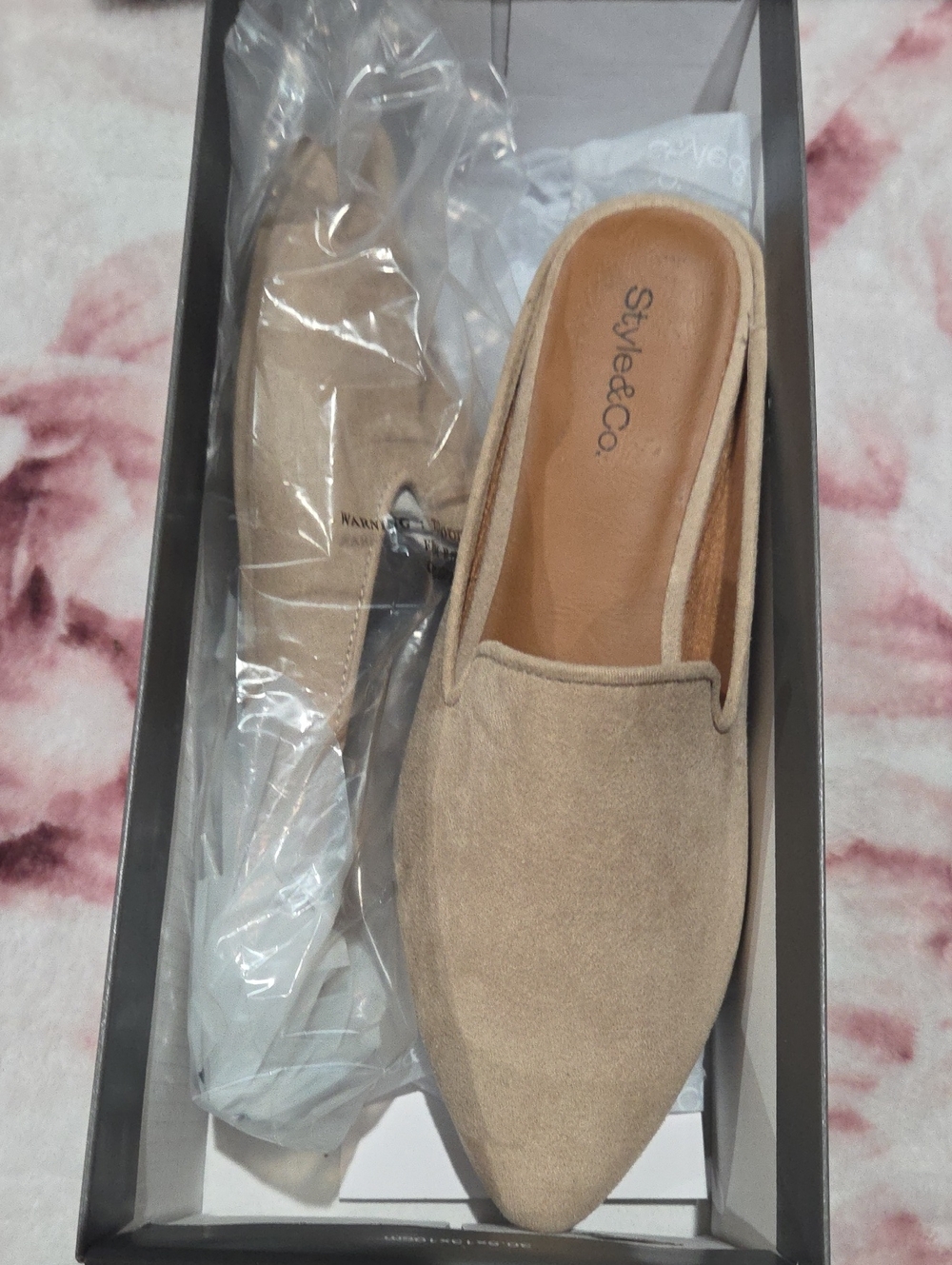 Style & Co. Taupe Suede Pointed Toe Slip-On Mules
